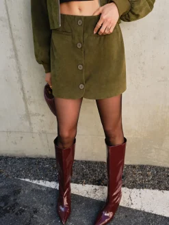 COMMENSE Suede Zipper Mini Skirt* Skirts