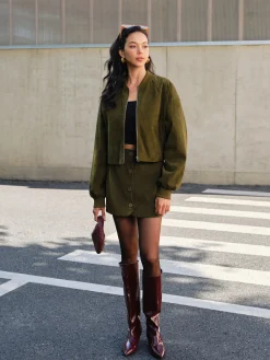 COMMENSE Suede Zipper Mini Skirt* Skirts