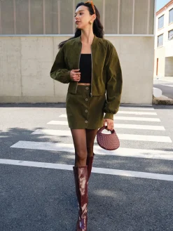 COMMENSE Suede Zipper Mini Skirt* Skirts