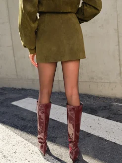 COMMENSE Suede Zipper Mini Skirt* Skirts