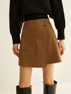 COMMENSE Suede Zipper Wrap Skirt* Skirts|Bottoms