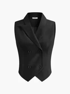 COMMENSE Suit Waistcoat With Pleated Mini Skirt Set* Skirt Sets|Long Sleeve Sets