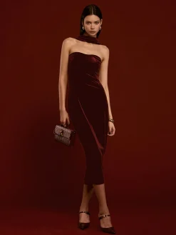 COMMENSE Sweetheart Backless Velvet Dress* Black Dresses|Cocktail & Party Dresses