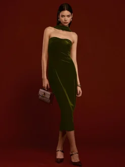 COMMENSE Sweetheart Backless Velvet Dress* Cocktail & Party Dresses|Midi Dresses