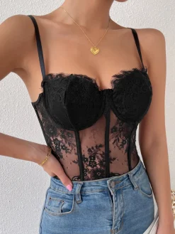 COMMENSE Sweetheart Lace Cami Top* Tank Tops & Camis|Tops