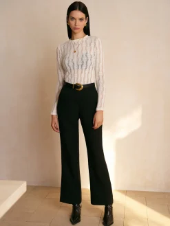 COMMENSE Textured Semi-Sheer Slim T-Shirt* Tops