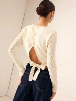 COMMENSE Tie Back Crop Sweater* Sweater Tops|Sweaters & Cardigans