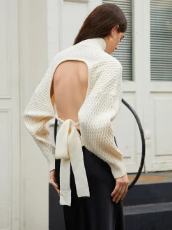 COMMENSE Tie Back Mock Neck Sweater* Sweater Tops|Sweaters & Cardigans