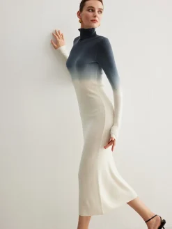 COMMENSE Tie Dye Gradient Slim Long Dress* Sweater Dresses|Work Dresses