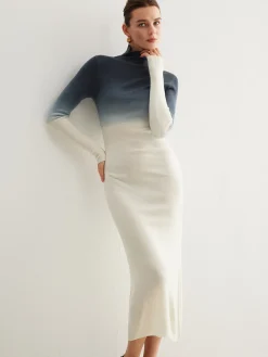 COMMENSE Tie Dye Gradient Slim Long Dress* Sweater Dresses|Work Dresses