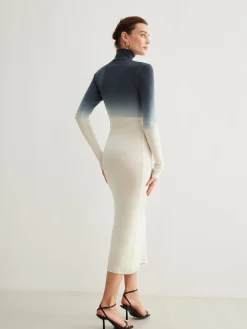 COMMENSE Tie Dye Gradient Slim Long Dress* Sweater Dresses|Work Dresses