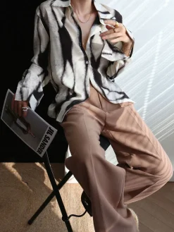COMMENSE Tie Dye Oversized Button Down Shirt* Blouses & Shirts|Tops