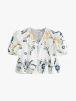 COMMENSE Tie Front Floral T-Shirt* Blouses & Shirts|Tops