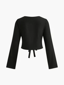 COMMENSE Tie Front Slim Shirt* Blouses & Shirts|Tops