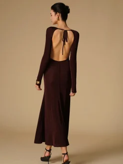 COMMENSE Tie Neck Backless Jersey Long Dress* Cocktail & Party Dresses|Long Dresses