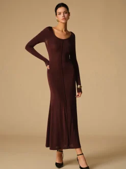 COMMENSE Tie Neck Backless Jersey Long Dress* Cocktail & Party Dresses|Long Dresses