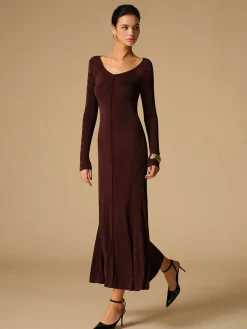 COMMENSE Tie Neck Backless Jersey Long Dress* Cocktail & Party Dresses|Long Dresses