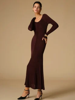 COMMENSE Tie Neck Backless Jersey Long Dress* Cocktail & Party Dresses|Long Dresses