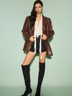 COMMENSE Tie Neck Chiffon Ruffle Shirt* Tops