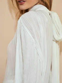 COMMENSE Tie Neck Chiffon Shirt* Blouses & Shirts|Tops