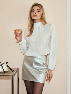 COMMENSE Tie Neck Chiffon Shirt* Blouses & Shirts|Tops
