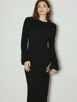 COMMENSE Tie Neck Open Back Long Dress* Black Dresses|Casual Dresses