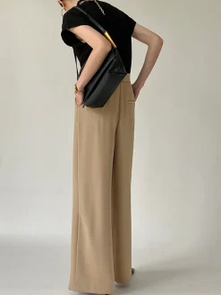 COMMENSE Tie Waist Flowy Wide Leg Dress Pants* Wide Leg|Pants