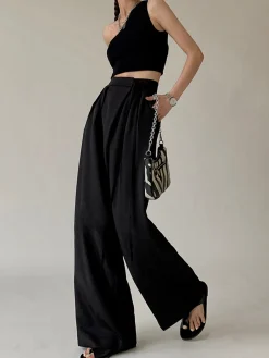 COMMENSE Tie Waist Flowy Wide Leg Dress Pants* Wide Leg|Pants