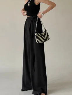 COMMENSE Tie Waist Flowy Wide Leg Dress Pants* Wide Leg|Pants