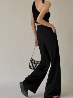 COMMENSE Tie Waist Flowy Wide Leg Dress Pants* Wide Leg|Pants