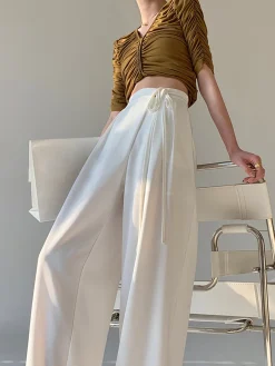 COMMENSE Tie Waist Flowy Wide Leg Dress Pants* Wide Leg|Pants