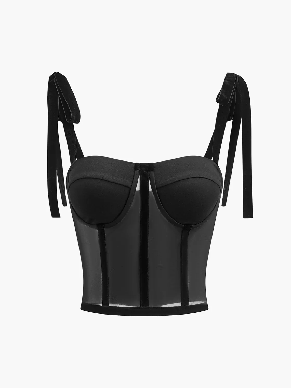 COMMENSE Tied Mesh Corset Crop Top* Corset Tops|Crop Tops