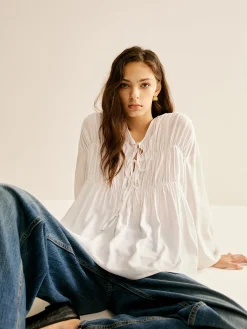 COMMENSE Tie-Front Pleated Blouse* Blouses & Shirts|Tops