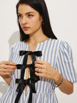 COMMENSE Tie-Front Stripe Shorts Set* Shorts Sets|Shorts