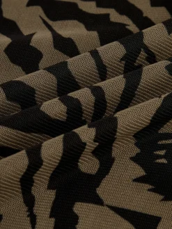 COMMENSE Tiger Print Strapless Mesh Dress* Casual Dresses|Cocktail & Party Dresses