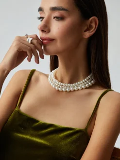 COMMENSE Treble Layers Pearl Necklace* Necklaces|Accessories
