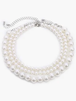 COMMENSE Treble Layers Pearl Necklace* Necklaces|Accessories