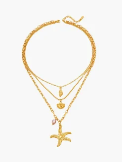 COMMENSE Triple Layers Pearl Starfish Necklace* Necklaces|Accessories