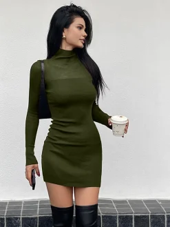COMMENSE Tulle Sheer Panel Sweater Dress* Sweater Dresses|Work Dresses