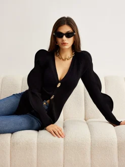COMMENSE Turn Lock Wave-Sleeve Cardigan* Cardigans|Sweaters & Cardigans
