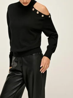 COMMENSE Turtleneck Asymmetrical One Shoulder Sweater* Sweater Tops|Sweaters & Cardigans