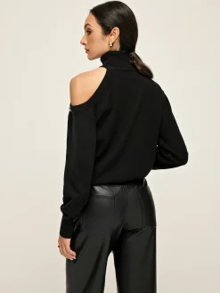 COMMENSE Turtleneck Asymmetrical One Shoulder Sweater* Sweater Tops|Sweaters & Cardigans