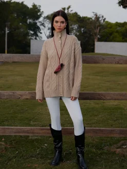 COMMENSE Turtleneck Breasted Cable Knit Outerwear* Outerwear|Knitwear
