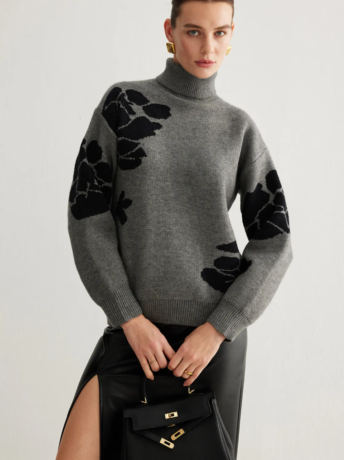 COMMENSE Turtleneck Color Block Shift Sweater* Sweater Tops|Sweaters & Cardigans