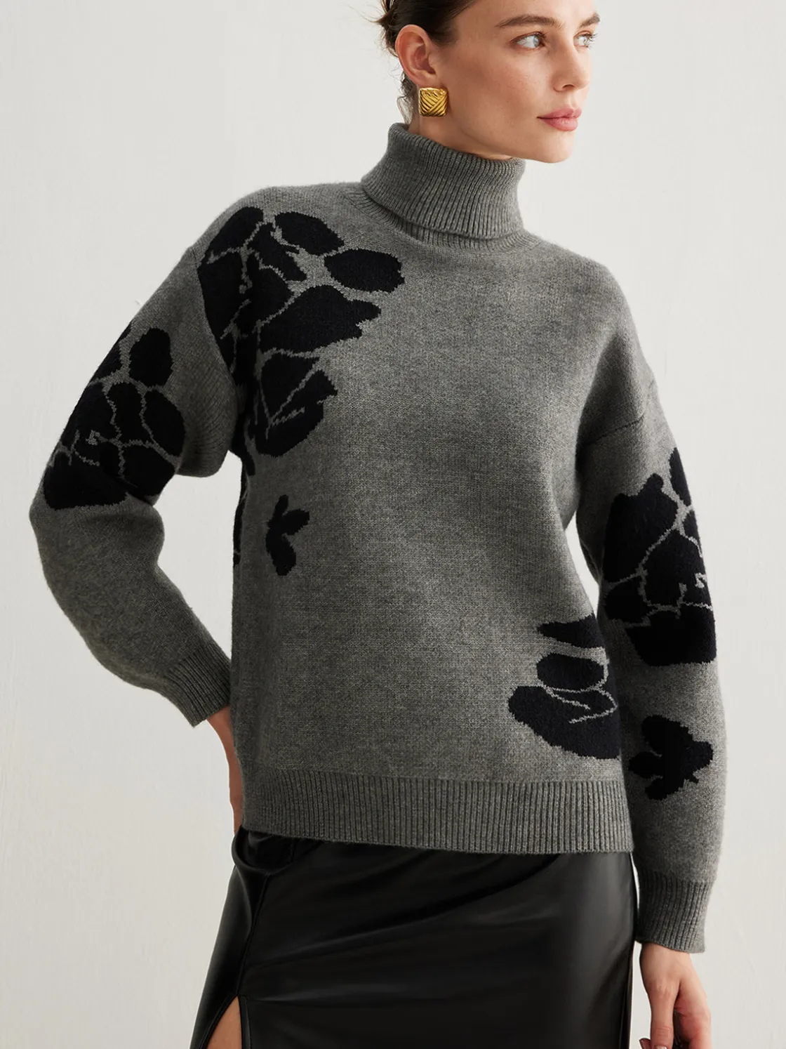 COMMENSE Turtleneck Color Block Shift Sweater* Sweater Tops|Sweaters & Cardigans