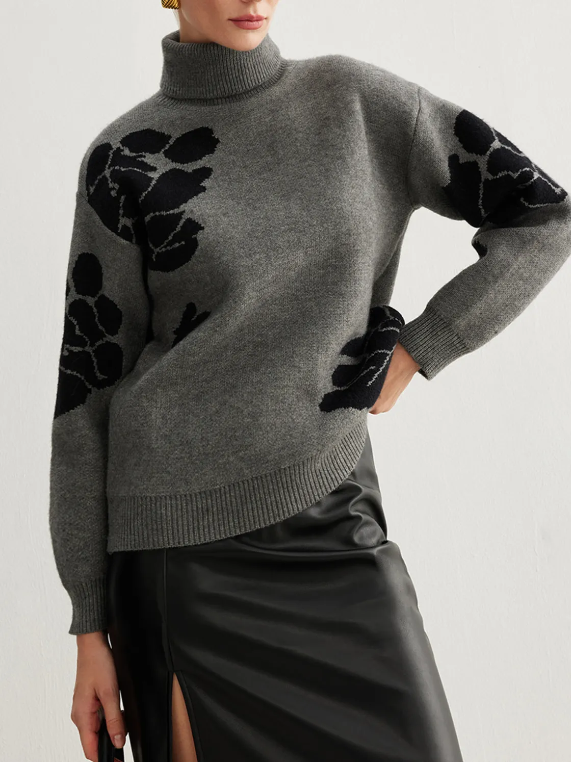COMMENSE Turtleneck Color Block Shift Sweater* Sweater Tops|Sweaters & Cardigans