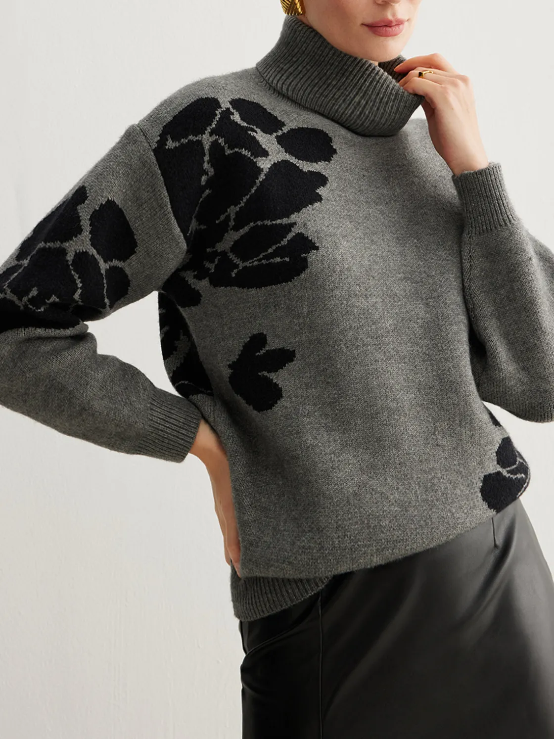 COMMENSE Turtleneck Color Block Shift Sweater* Sweater Tops|Sweaters & Cardigans