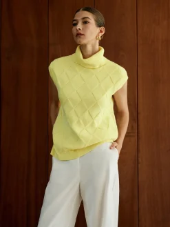 COMMENSE Turtleneck Diamond Sweater Vest* Sweater Vests|Sweaters & Cardigans