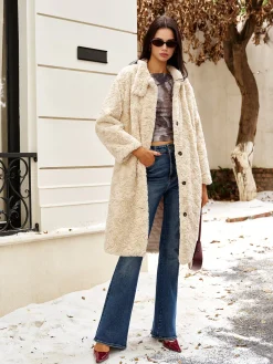 COMMENSE Turtleneck Faux Fur Button Coats* Outerwear|Coats