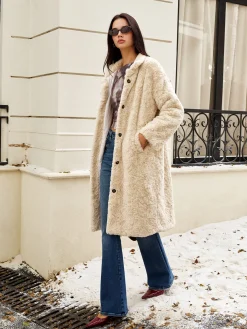 COMMENSE Turtleneck Faux Fur Button Coats* Outerwear|Coats